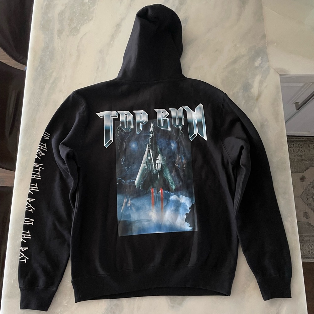 TOP GUN ROCK Mens Black Hoodie